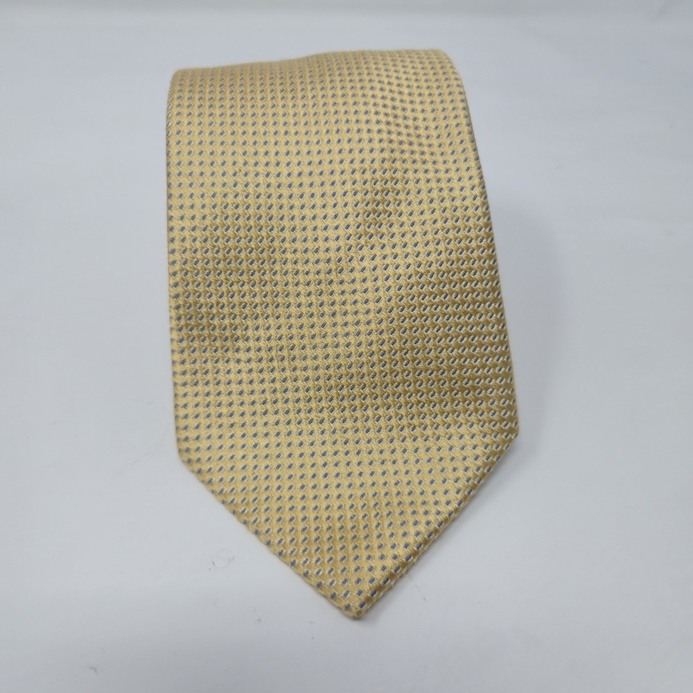 Joseph Abboud 100% Silk Gold Yellow Blue Micro Pattern Geometric Men's Tie